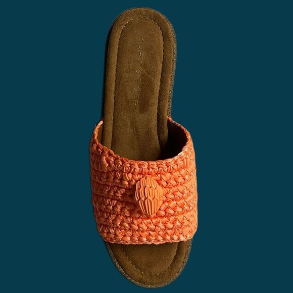 Kurt Geiger Shoes - Kurt Geiger London Eagle Crochet Cork Slide Sandals in Orange Size EU40.5-US9.5